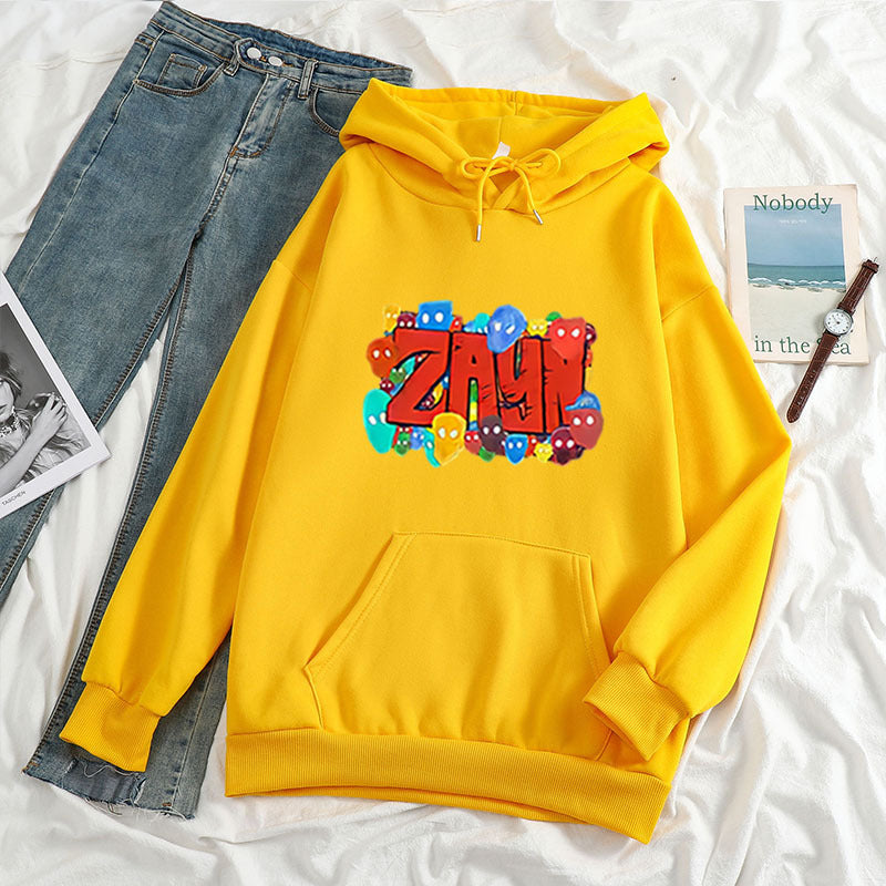 Sudadera con capucha con estampado de letras ZAYN de color artístico