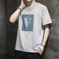 Camiseta de manga corta para hombre, ropa de media manga de seda helada de verano, Camiseta de algodón informal holgada