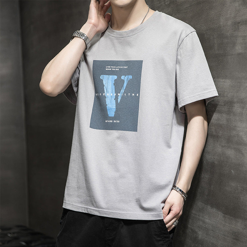 Camiseta de manga corta para hombre, ropa de media manga de seda helada de verano, Camiseta de algodón informal holgada